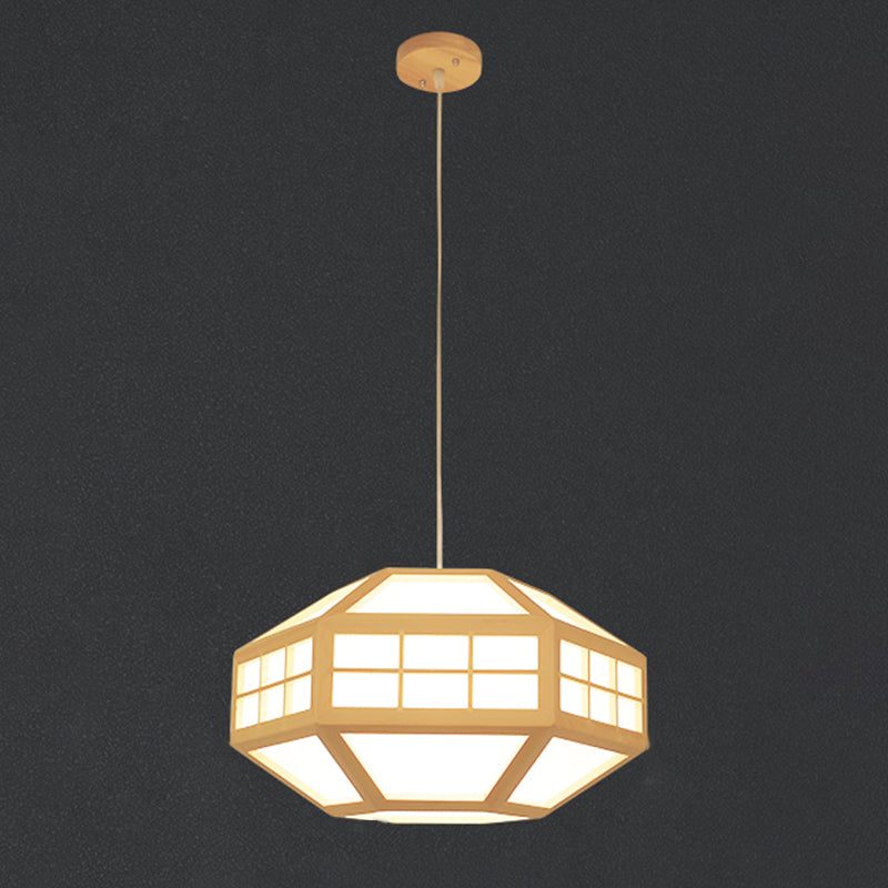 Japanische Laterne Hanglampe Holz 1 Kopf Esszimmer Suspension Licht in Beige