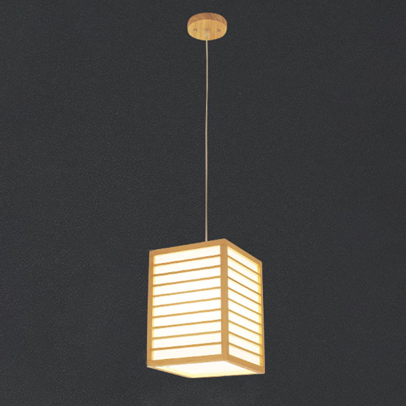 Japanische Laterne Hanglampe Holz 1 Kopf Esszimmer Suspension Licht in Beige