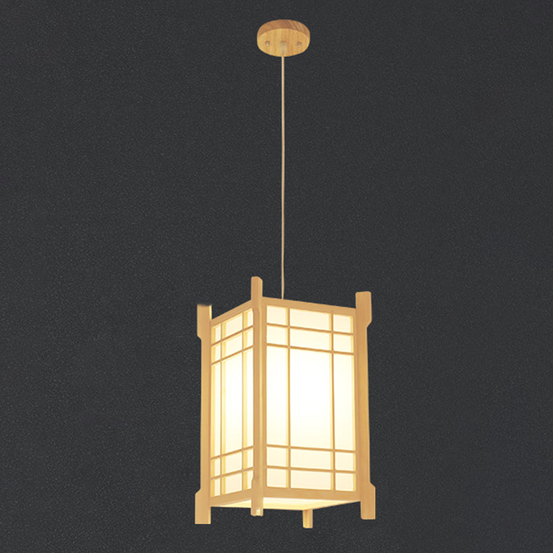 Japanische Laterne Hanglampe Holz 1 Kopf Esszimmer Suspension Licht in Beige