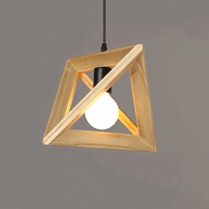 Luce a sospensione in legno in legno massiccio a forma di geometrico a 1 luce Sospensione Sospensione Apparecchiatura per la camera da letto