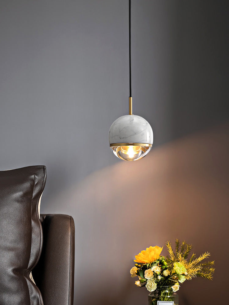 Modern Style Hanging Ceiling Light Global Suspension Pendant Light with Stone Shade