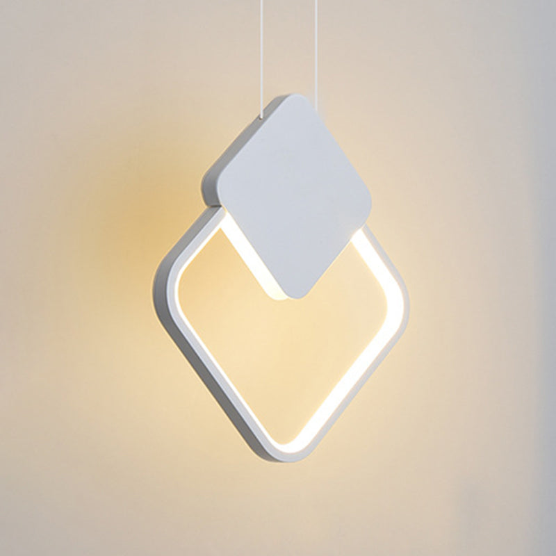 LED Slaapkamer Hanglamp Lichte armatuur eenvoud plafond hanger licht met geometrische metalen schaduw
