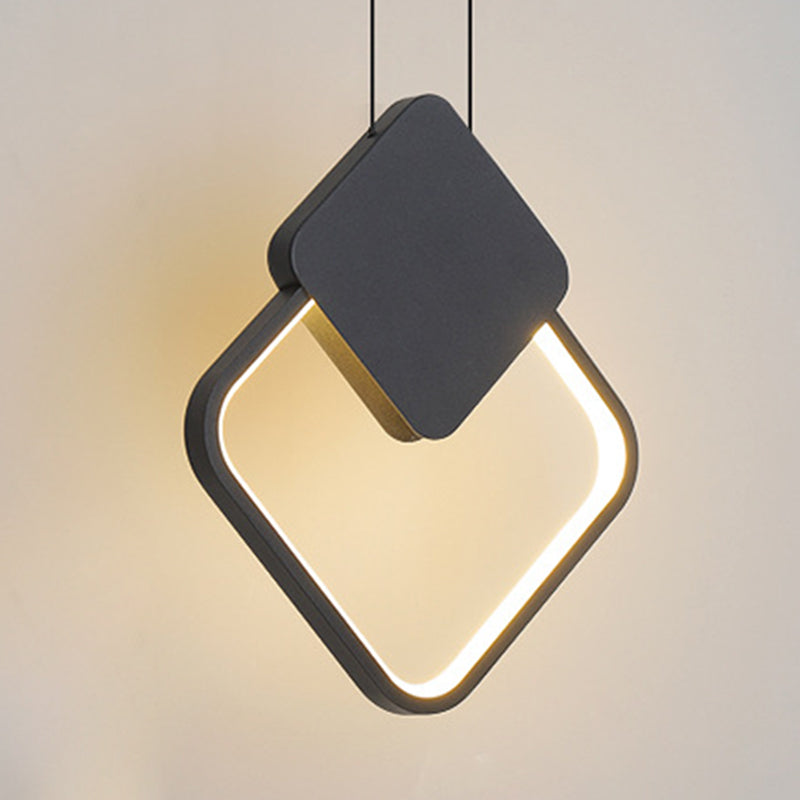 LED Slaapkamer Hanglamp Lichte armatuur eenvoud plafond hanger licht met geometrische metalen schaduw