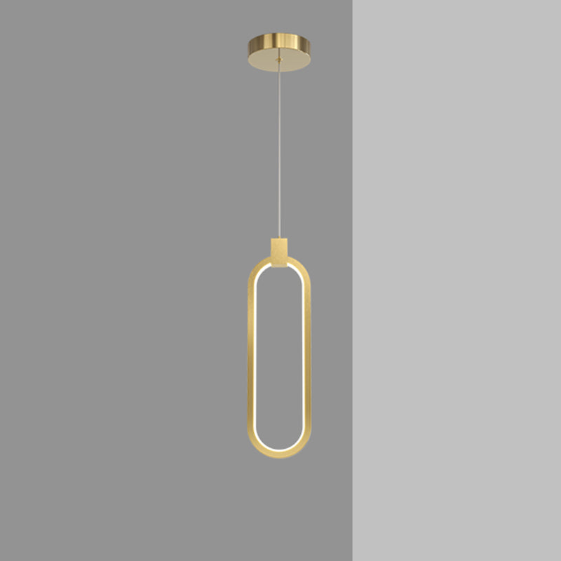 Camera da letto geometrica a sospensione a sospensione Luce in metallo LED minimalista Afferma del soffitto in oro