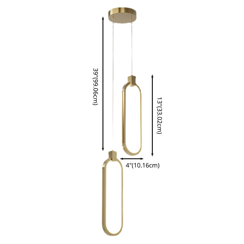 Camera da letto geometrica a sospensione a sospensione Luce in metallo LED minimalista Afferma del soffitto in oro