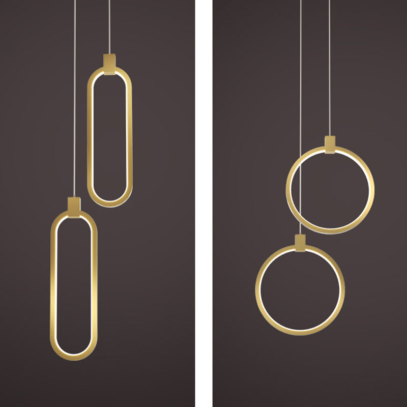 Camera da letto geometrica a sospensione a sospensione Luce in metallo LED minimalista Afferma del soffitto in oro