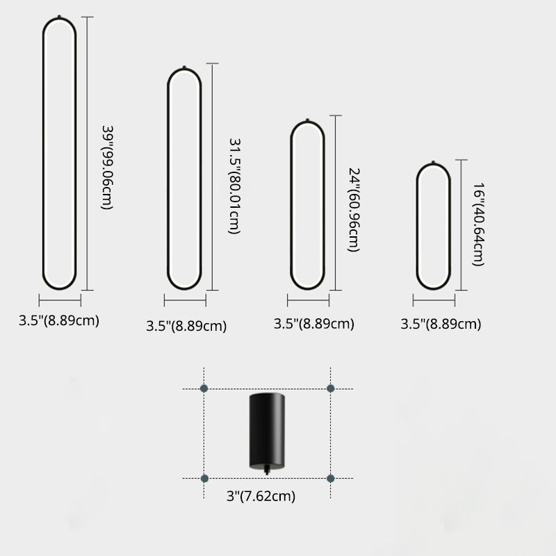 Modern Creative LED Hanging Lamp Aluminium Linear Pendant Light with Acrylic Shade