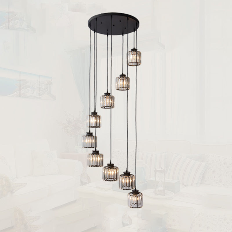 Cilindro colgante de lámparas colgantes colgante de techo de cristal simple moderno para escalera