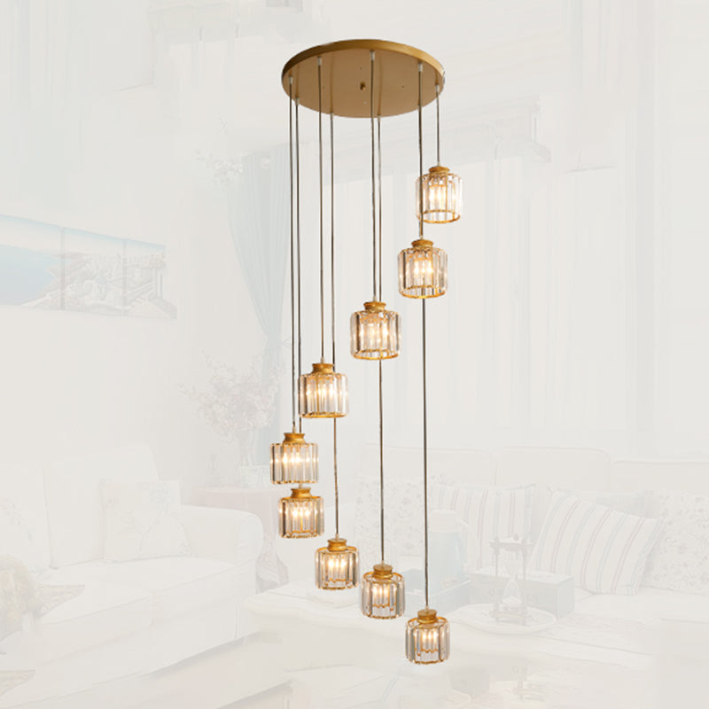 Cilindro colgante de lámparas colgantes colgante de techo de cristal simple moderno para escalera