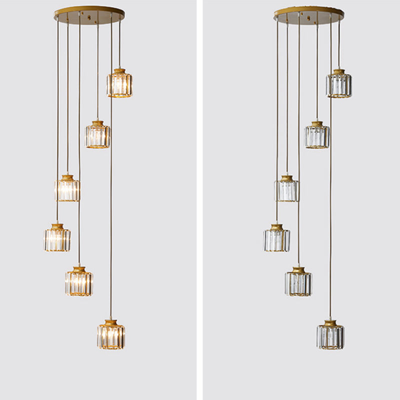 Cilindro colgante de lámparas colgantes colgante de techo de cristal simple moderno para escalera