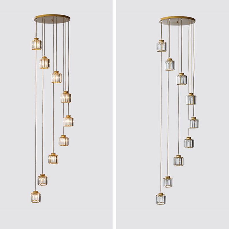 Cilindro colgante de lámparas colgantes colgante de techo de cristal simple moderno para escalera