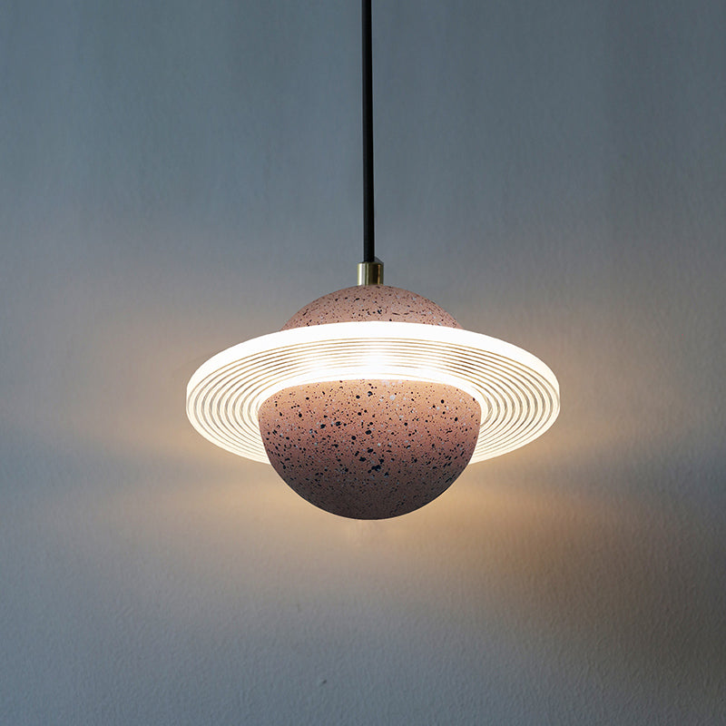 1 Light Planet Light Kit Modern Cement Hanging Light with Hanging Cord for Restaurant