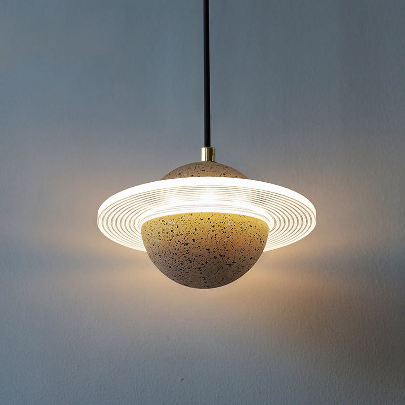 1 Light Planet Light Kit Modern Cement Hanging Light with Hanging Cord for Restaurant
