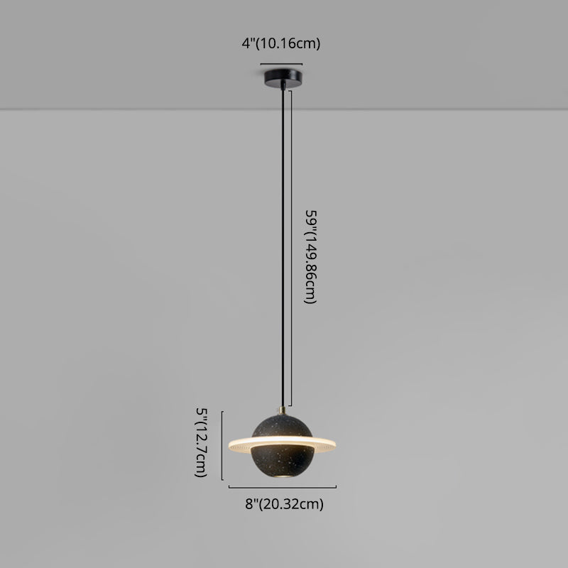 1 Light Planet Light Kit Modern Cement Hanging Light with Hanging Cord for Restaurant