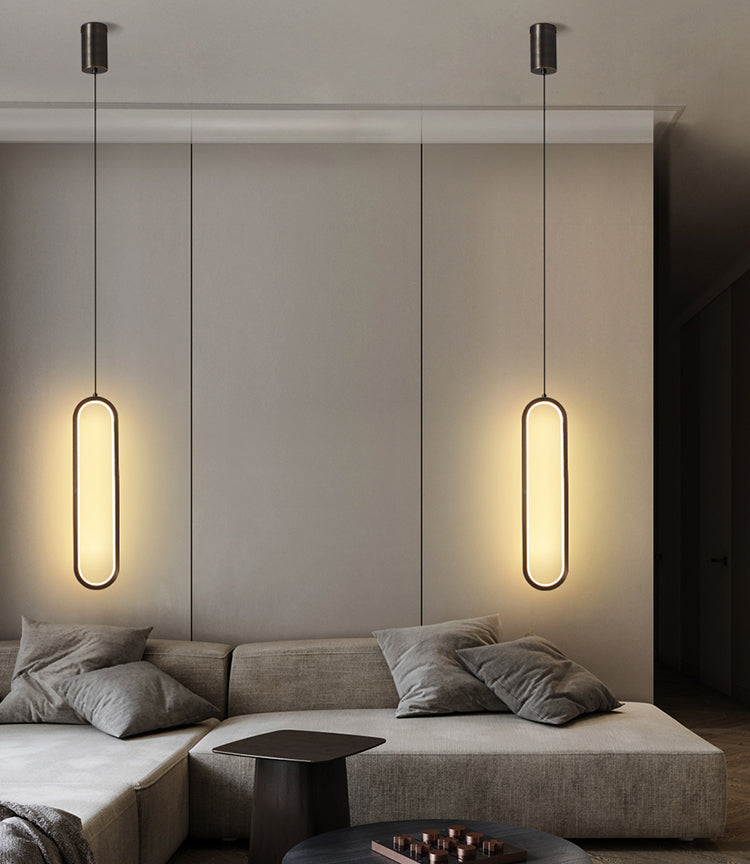 Koper LED lineair hanglampje in moderne luxe stijl acrylhangende lamp voor binnenruimtes