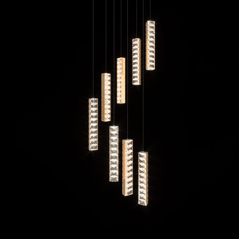 Lineaire hangende verlichtingsarmaturen Moderne eenvoudige K9 Crystal Plafond Pendant voor restaurant