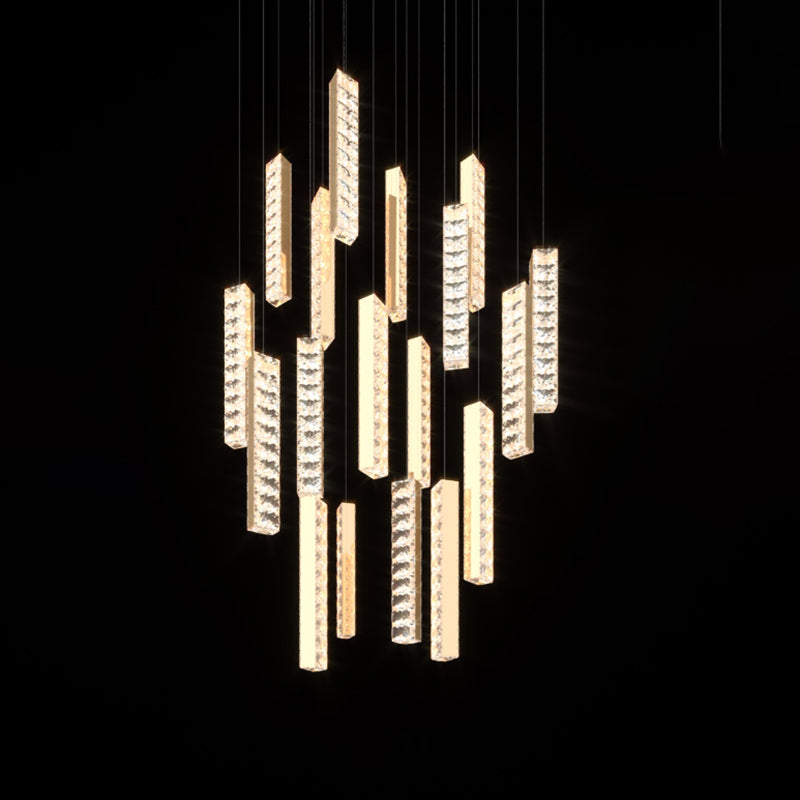 Lineaire hangende verlichtingsarmaturen Moderne eenvoudige K9 Crystal Plafond Pendant voor restaurant