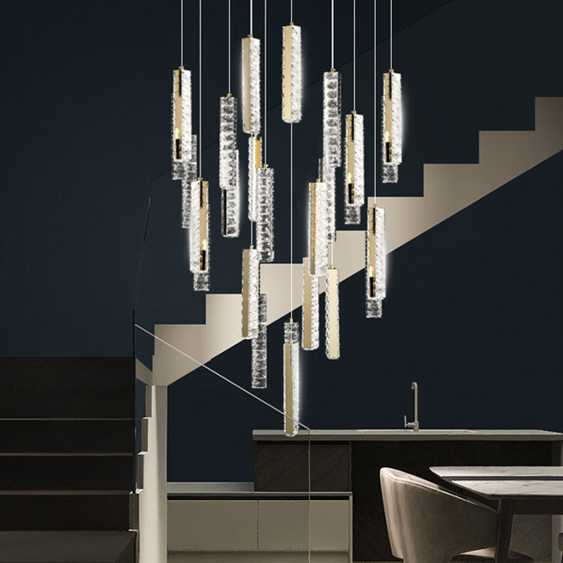 Lineaire hangende verlichtingsarmaturen Moderne eenvoudige K9 Crystal Plafond Pendant voor restaurant