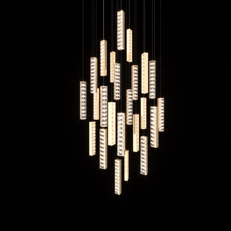 Lineaire hangende verlichtingsarmaturen Moderne eenvoudige K9 Crystal Plafond Pendant voor restaurant