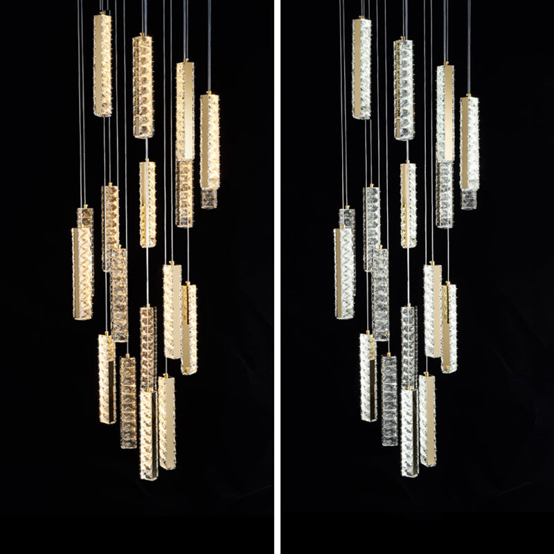 Lineaire hangende verlichtingsarmaturen Moderne eenvoudige K9 Crystal Plafond Pendant voor restaurant