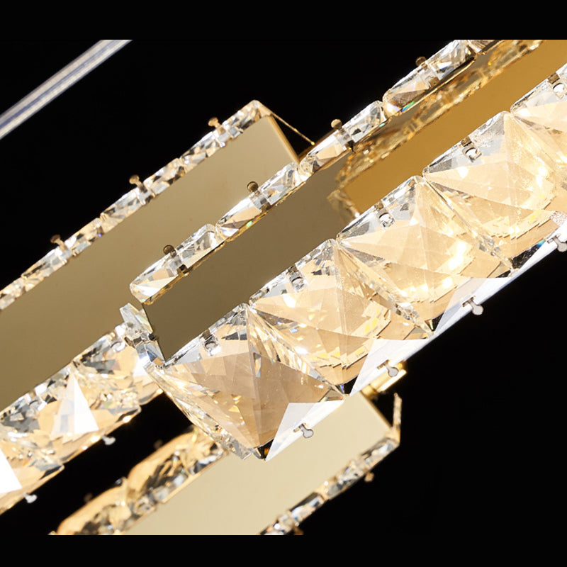 Lineaire hangende verlichtingsarmaturen Moderne eenvoudige K9 Crystal Plafond Pendant voor restaurant