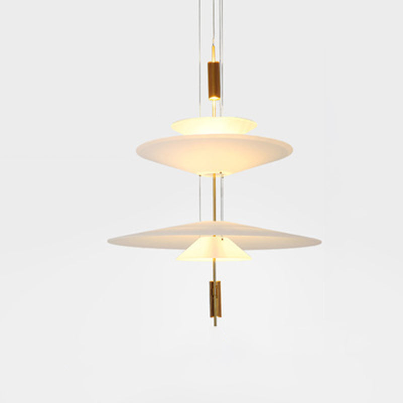 Postmodern Layered Hanging Lamp Fixture Metallic Dining Room Suspension Pendant Light