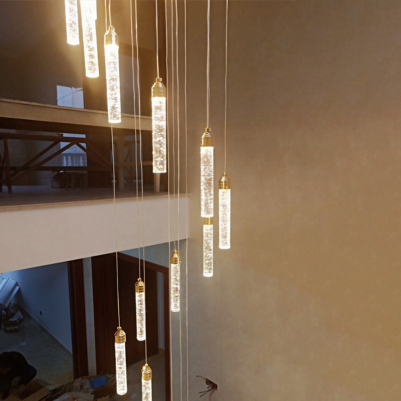Column Hanging Light Fixtures Post-Modern Crystal Ceiling Pendant for Living Room