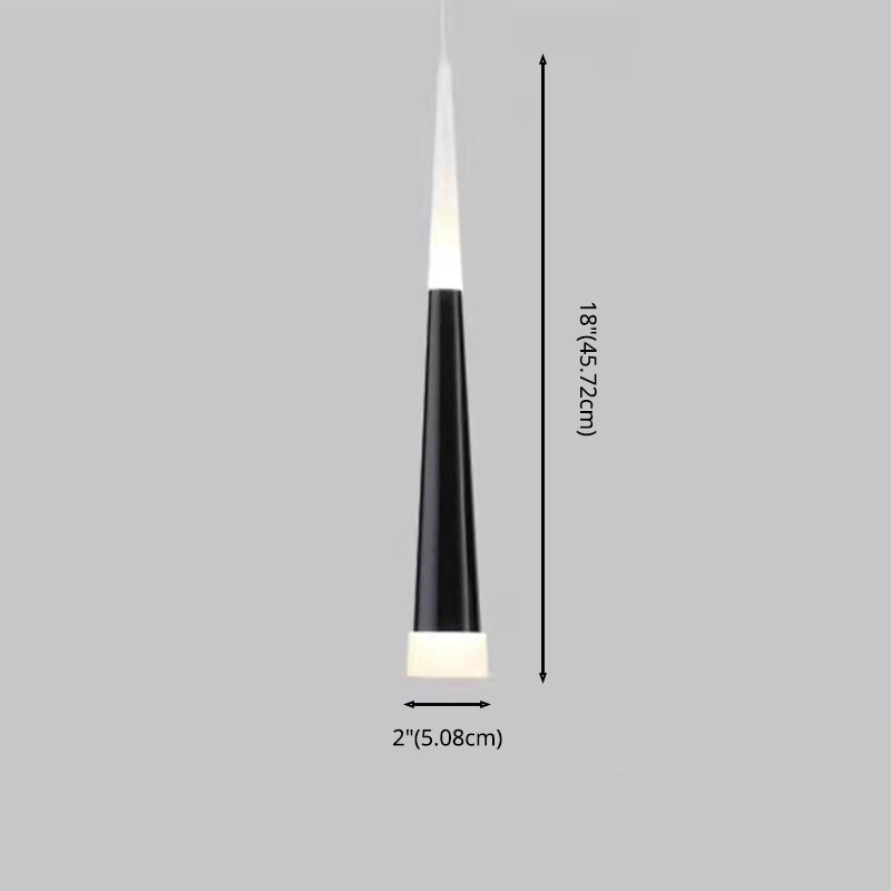 Black Tapered Pendulum Lamp Minimalist 1-Light Acrylic LED Pendant for Dining Room