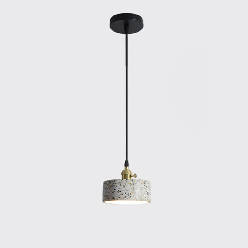 Terrazzo Small Pendant Light Fixture Nordic 1 Head White Suspension Lamp for Living Room