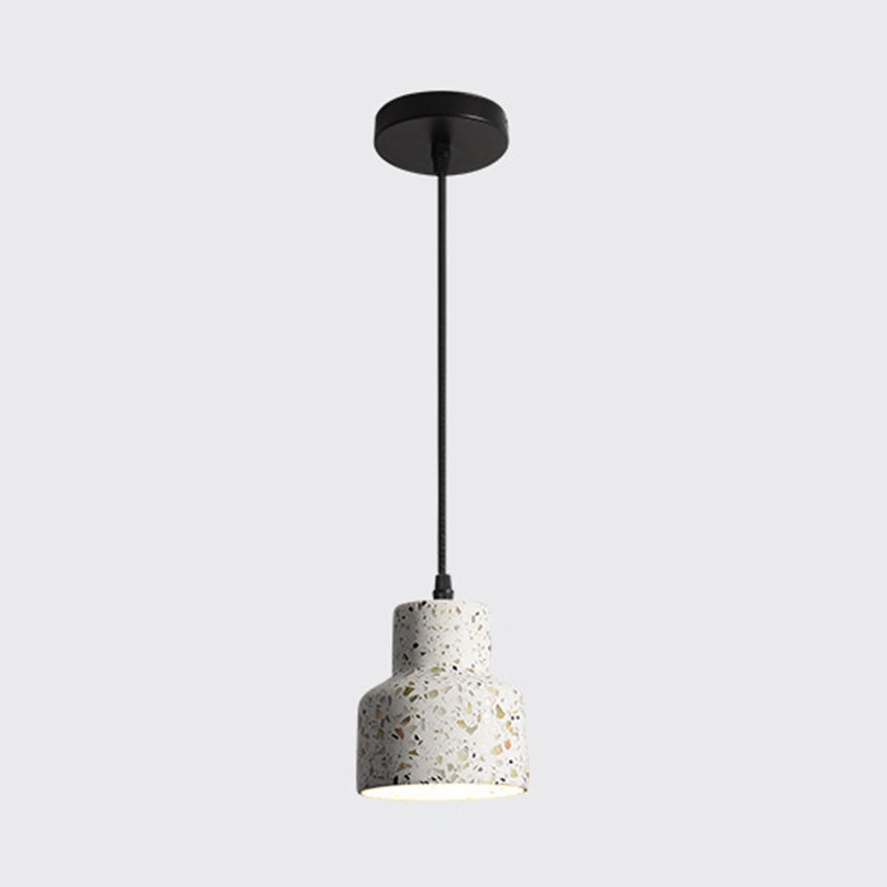Terrazzo Small Pendant Light Fixture Nordic 1 Head White Suspension Lamp for Living Room