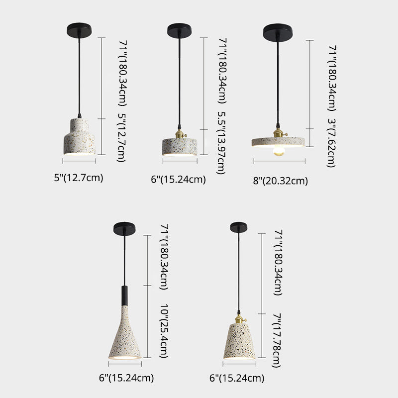 Terrazzo Small Pendant Light Fixture Nordic 1 Head White Suspension Lamp for Living Room