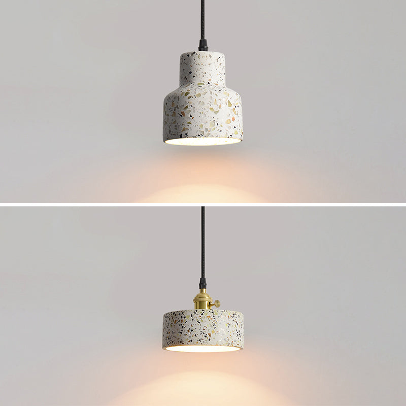Terrazzo Small Pendant Light Fixture Nordic 1 Head White Suspension Lamp for Living Room