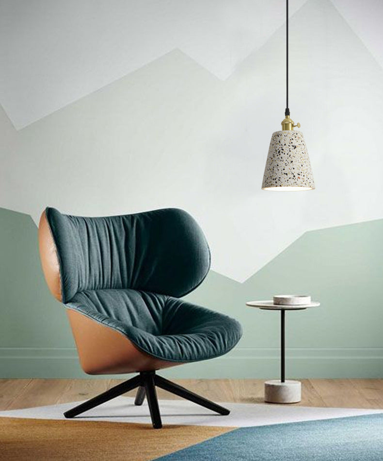 Terrazzo Small Pendant Light Fixture Nordic 1 Head White Suspension Lamp for Living Room