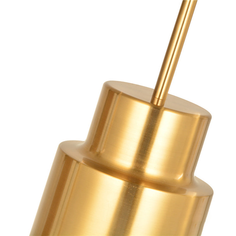 Electroplated Gold Postmodern Metal Hanging Light Glass Shade Single Bulb Cylindrical Pendant Lamp