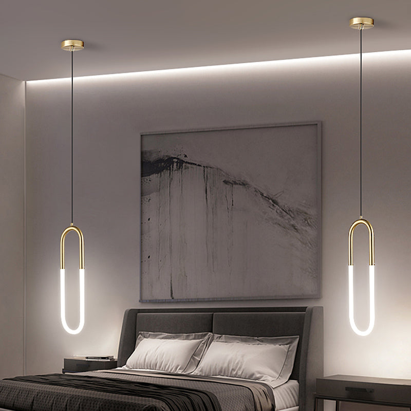 Geometric Suspension Pendant Light Minimalist Metal LED Bedroom Pendant Light Kit in Gold