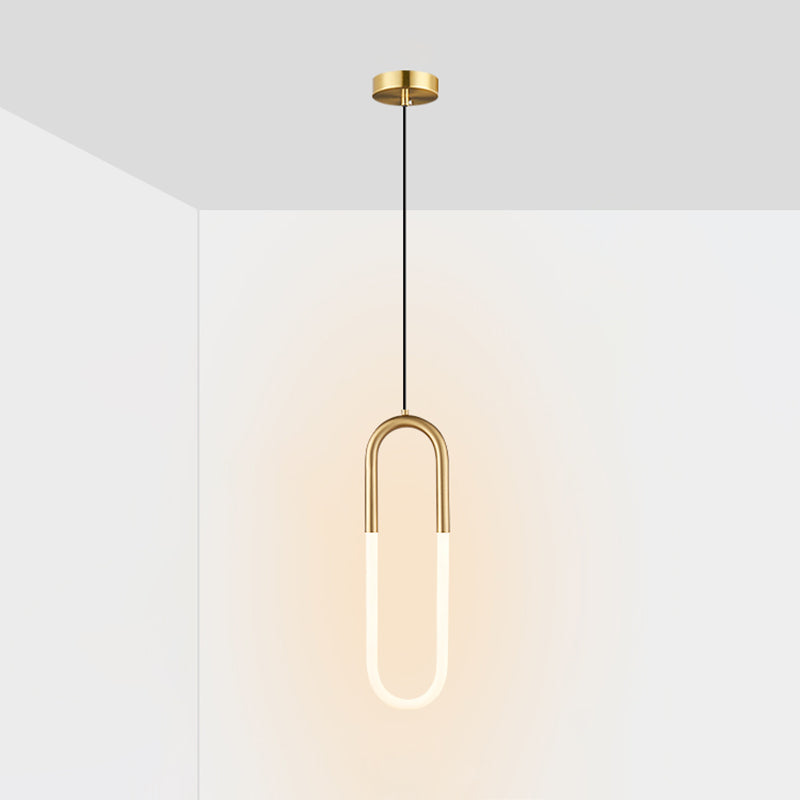 Geometric Suspension Pendant Light Minimalist Metal LED Bedroom Pendant Light Kit in Gold