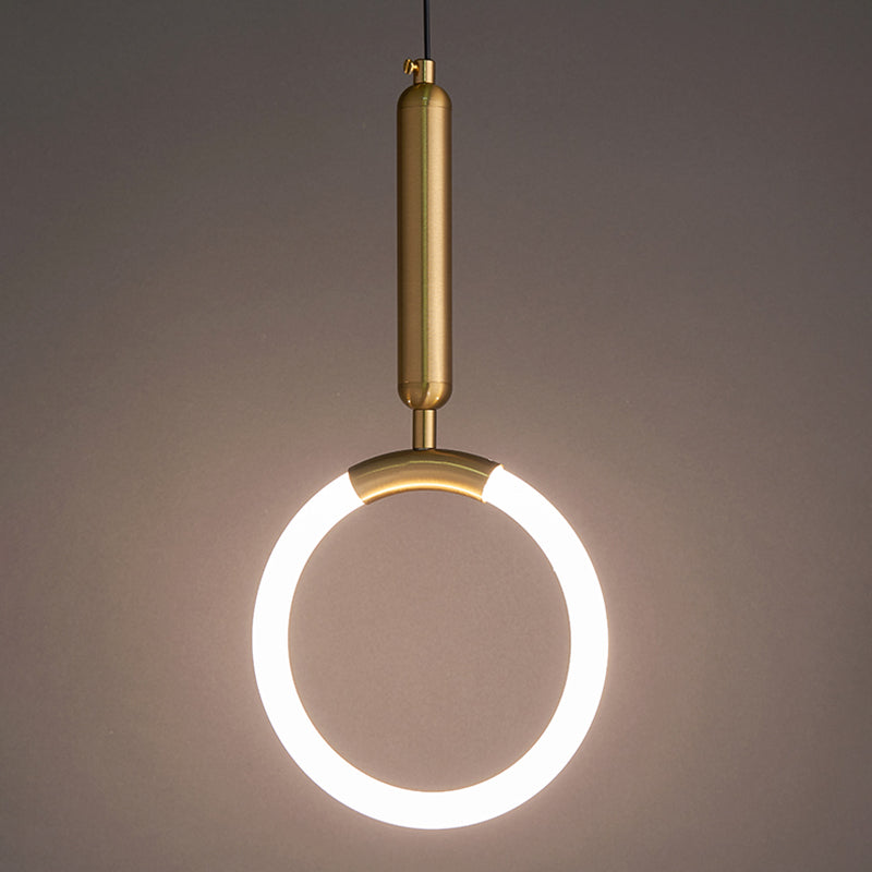 Geometric Suspension Pendant Light Minimalist Metal LED Bedroom Pendant Light Kit in Gold