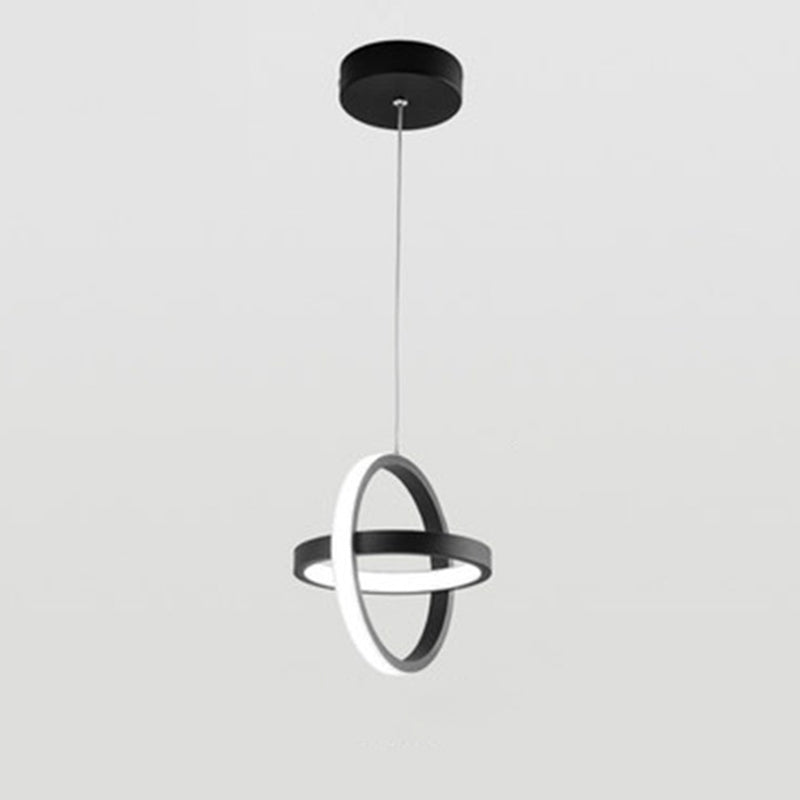 Black Geometrical Hanging Light Fixture Simple LED Metal Hanging Pendant Light for Bedroom