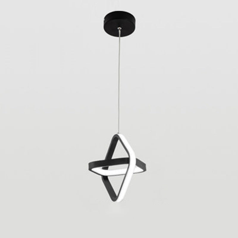 Black Geometrical Hanging Light Fixture Simple LED Metal Hanging Pendant Light for Bedroom