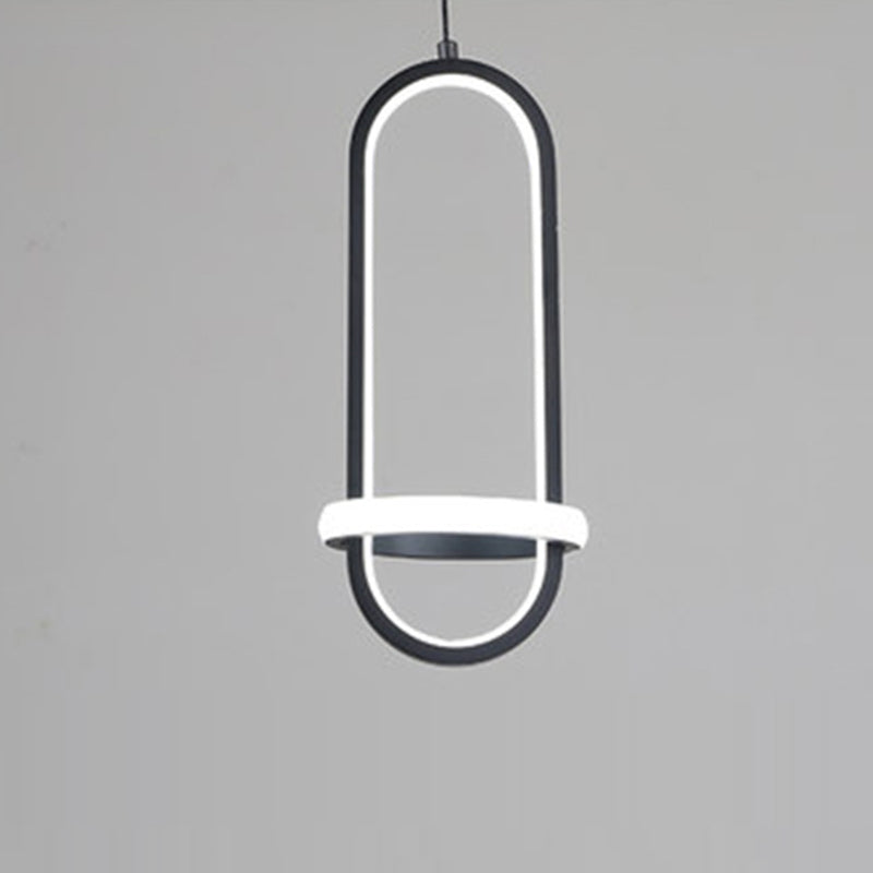 Schwarz geometrische hängende Leuchte einfache LED -Metallhängeanhänger Licht für Schlafzimmer