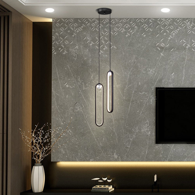 Aluminium LED Chandelier in Modern Luxury Style Wrought Iron Linear Pendant Light with Silicone Shade
