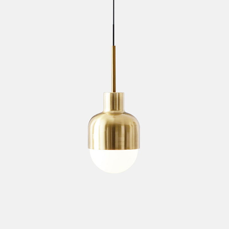 Minimalist Shaded Ceiling Pendant Light Metal Bedroom Hanging Light Fixture in Brass