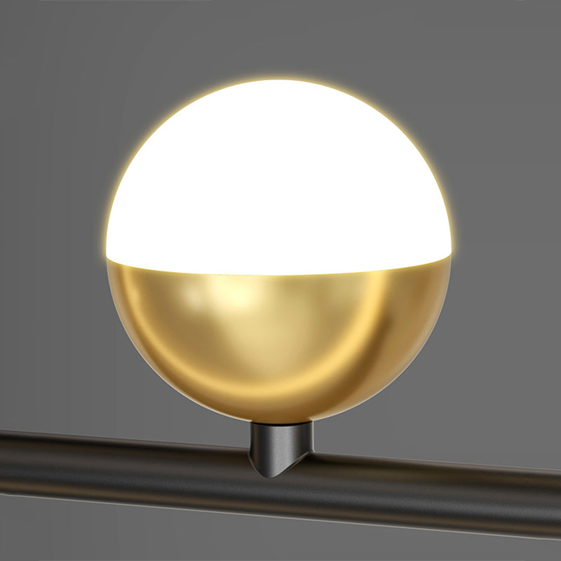 Black Restaurant LED Island Light in Modern Luxury Style Wrought Iron Linear Pendant Light with Silicone Shade