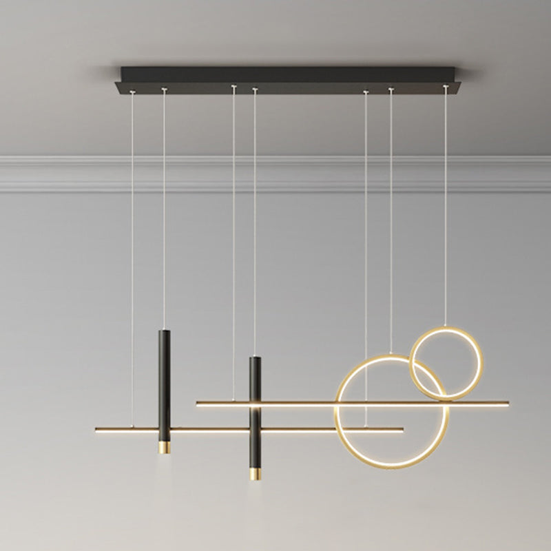 Wrought Iron LED Island Light in Modern Luxury Style Silica Gel Linear Pendant Light for Dining Room