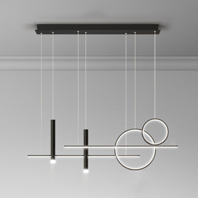 Wrought Iron LED Island Light in Modern Luxury Style Silica Gel Linear Pendant Light for Dining Room