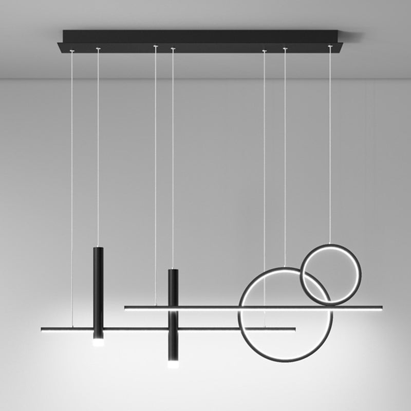 Wrought Iron LED Island Light in Modern Luxury Style Silica Gel Linear Pendant Light for Dining Room