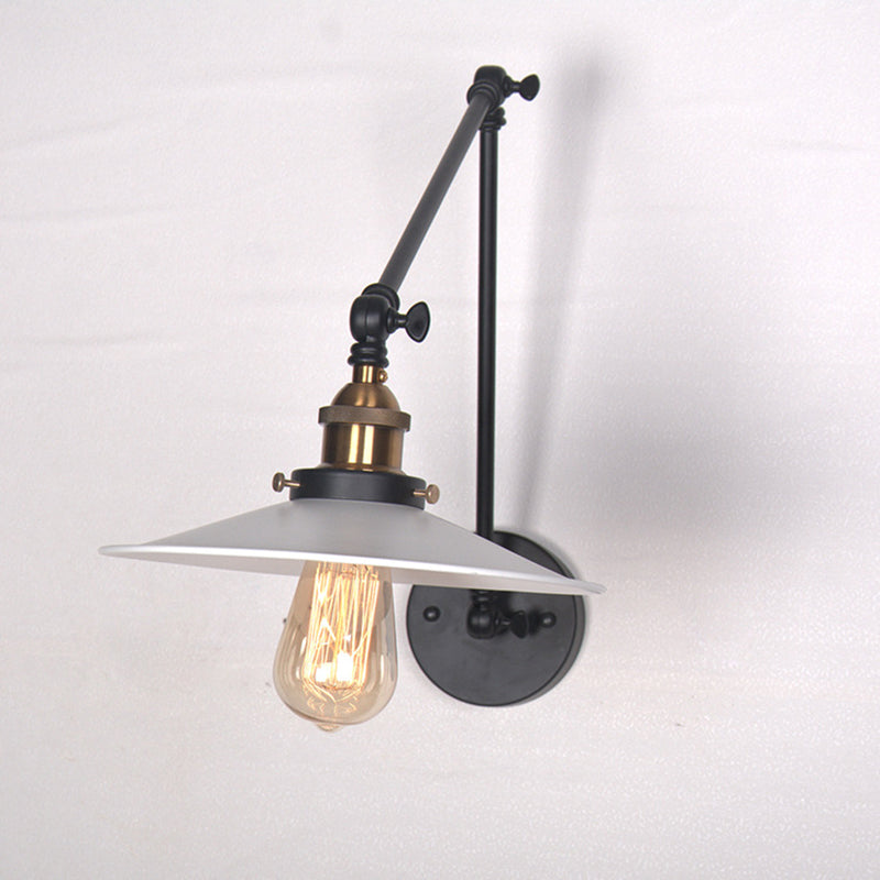 White Metal Cone Shade Industry Style Wandlampe 2 Abschnitte Schwung Retro-Wandleuchten für das Restaurant