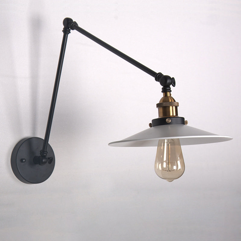 White Metal Cone Shade Industry Style Wandlampe 2 Abschnitte Schwung Retro-Wandleuchten für das Restaurant