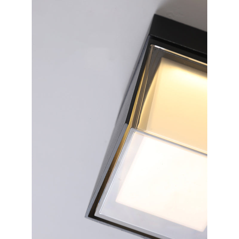 Lámpara de pared LED rotativa cuadrada con sombra acrílica transparente al aire libre de iluminación impermeable al aire libre