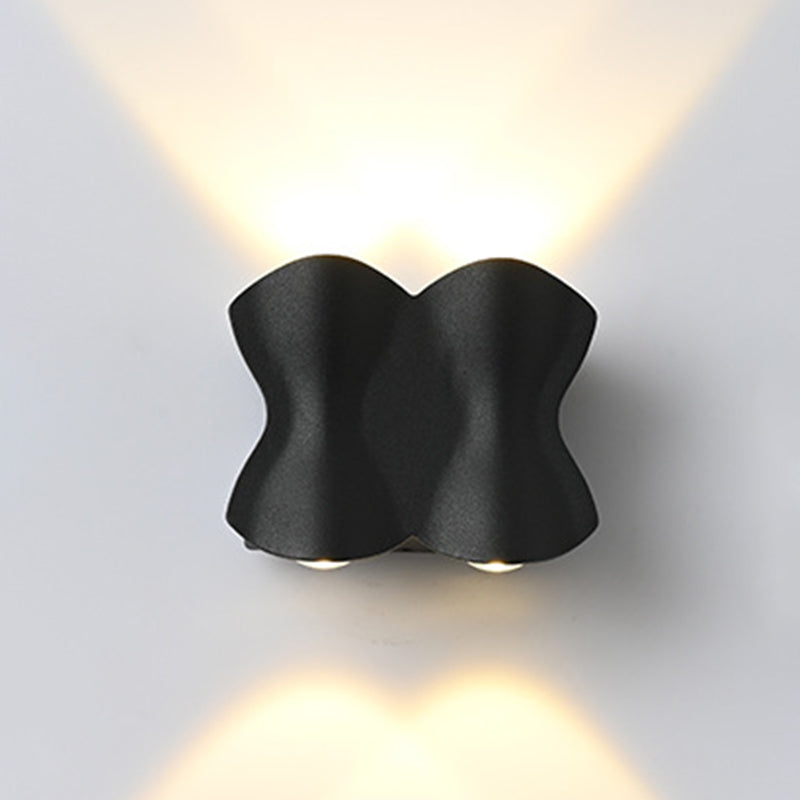 Matte Black Metal Simplicity LED Wall Lamp Bow-shaped Modern Style Indoor Sconce Lights for Bedroom